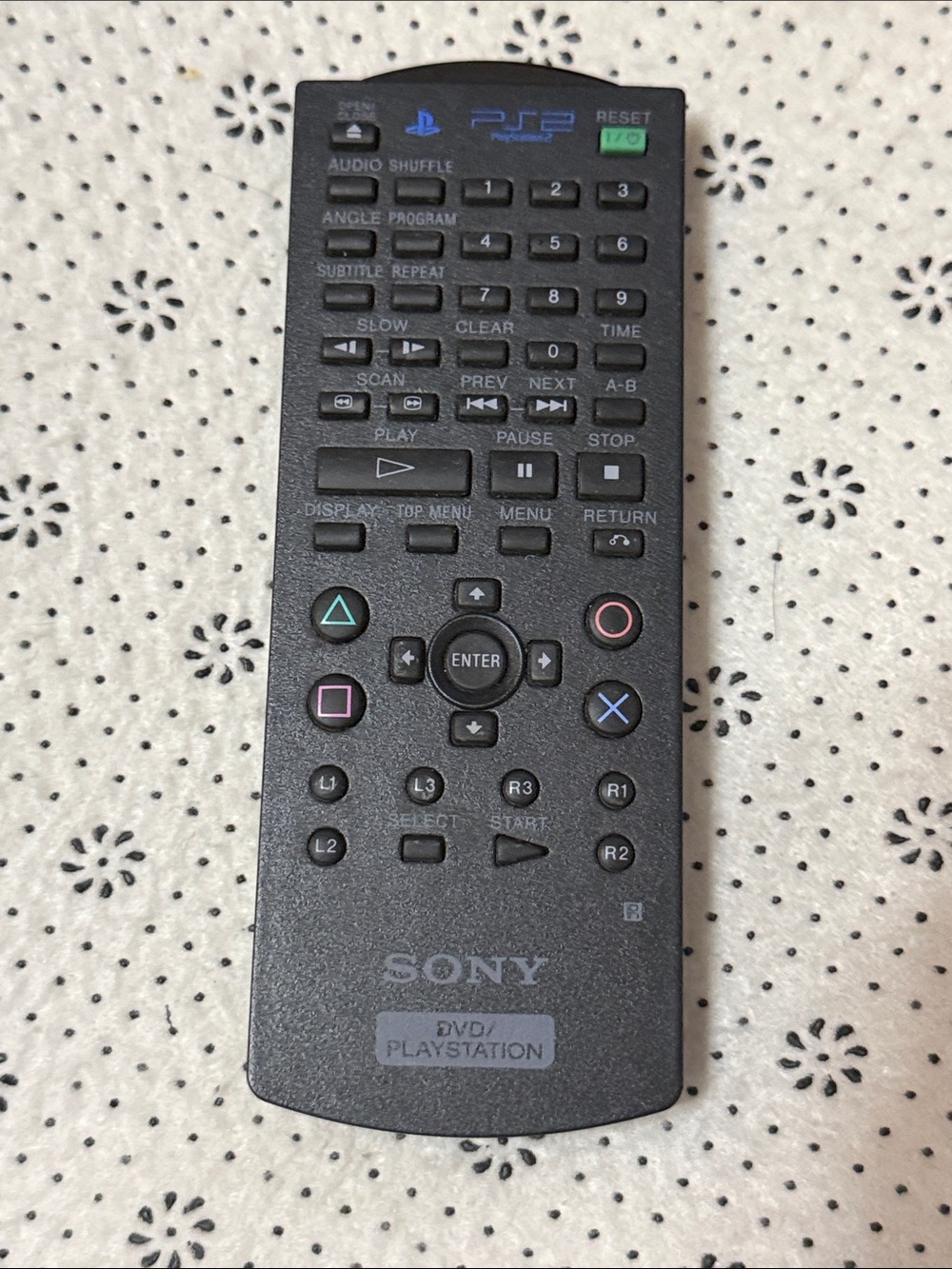 Sony Black DVD/PlayStation Remote with Colored Button Accents